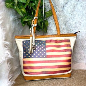 Rare. Brighton U.S. Flag Leather tote. Like new.